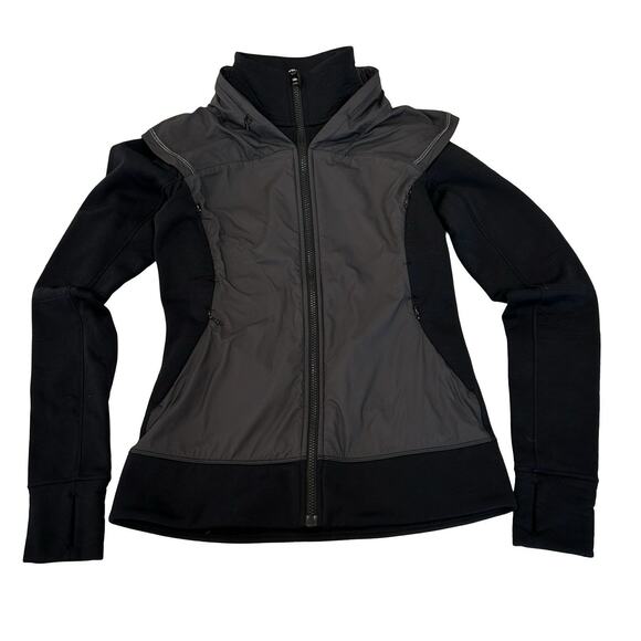 Lululemon Snug Sprinter Jacket Womens Size 4 Black Hooded Polartec Fleece Lined - Picture 3 of 8